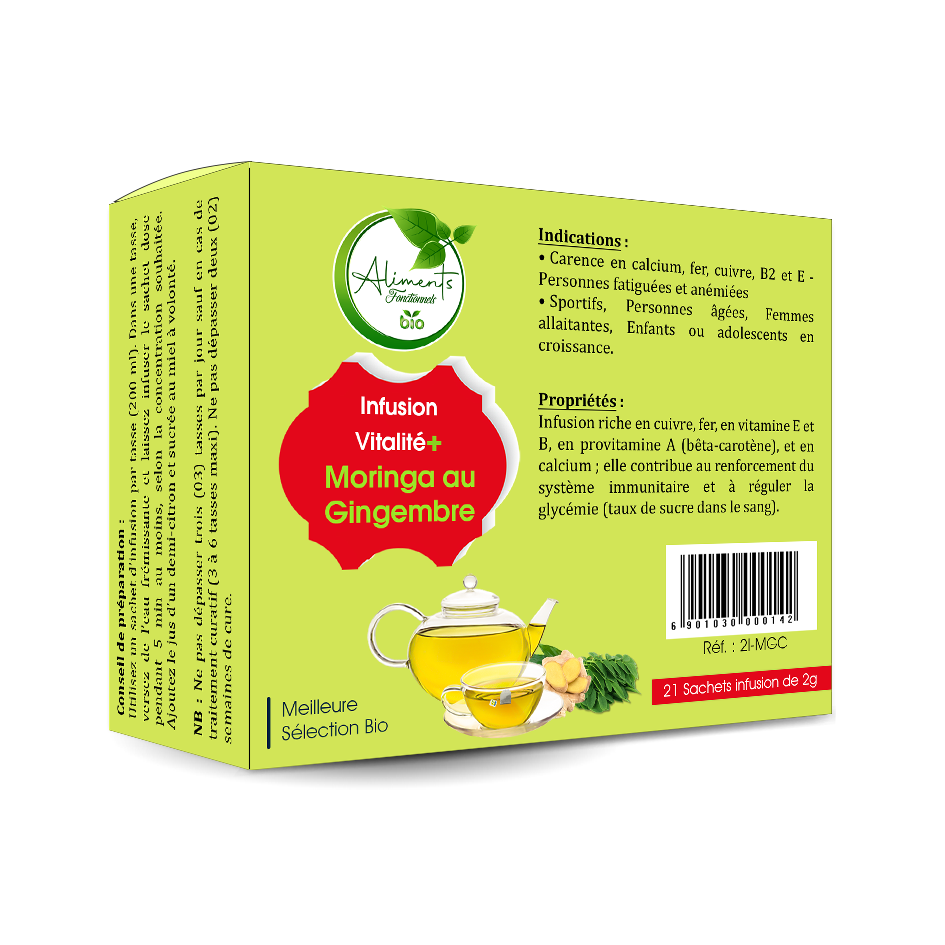 Infusion Vitalité+ : Moringa au Gingembre