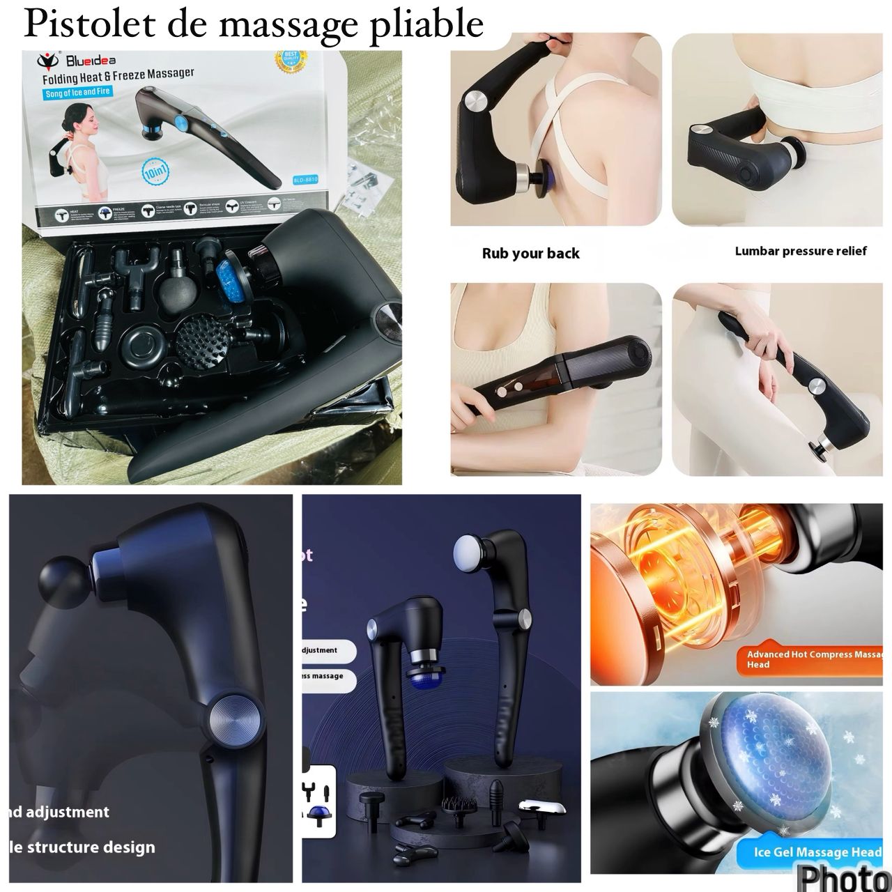 Pistolet de massage pliable